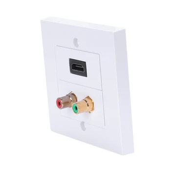 

White Color Hdmi 2 Rca Wall Panel 86Mm Plate Audio Video Plug Socket Female To Female Rca Connector