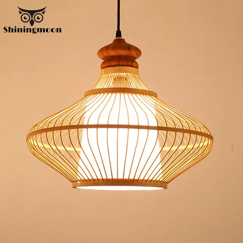 

Chinese Classical Dining Room Pendant Lights Led Handmade Bamboo Pendant Lamp Living Room Corridor Balcony Hanglamp Luminaria