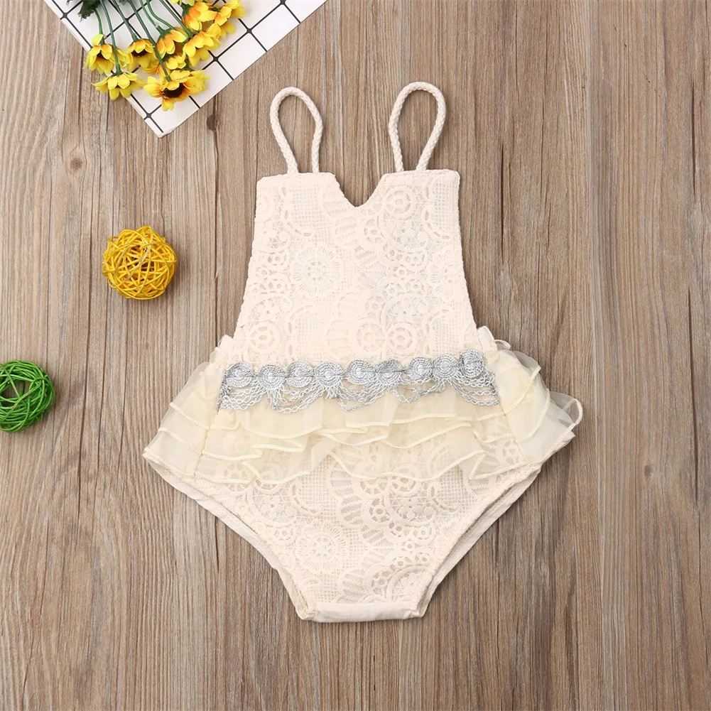 Baby Summer Clothing Ruffle Newborn Infant Baby Girl Bandage Jumpsuit Bodysuit Outfit Lace Ruffled Backless Sunsuit Clothes