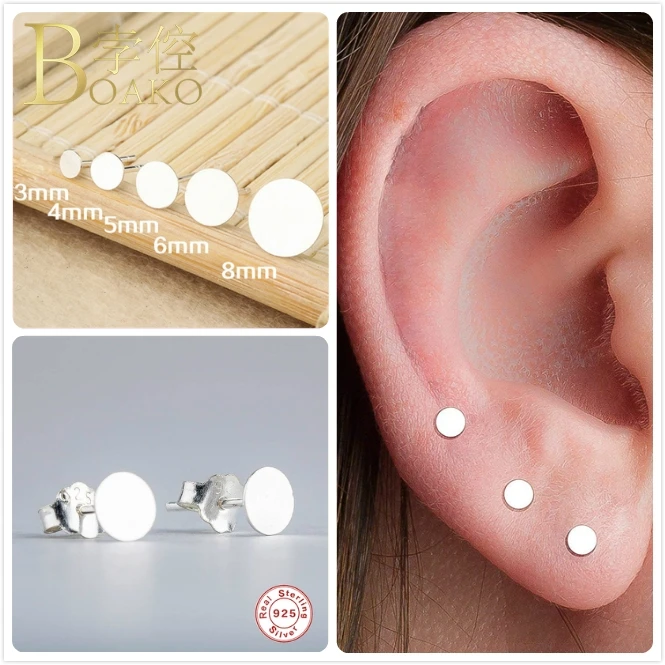 925 пробы, серебряные серьги для женщин, свадебные, Помолвочные, вечерние, маленькие, круглые, серьги для пирсинга, в стиле панк, для девушек, изящные, с ушками, Z5