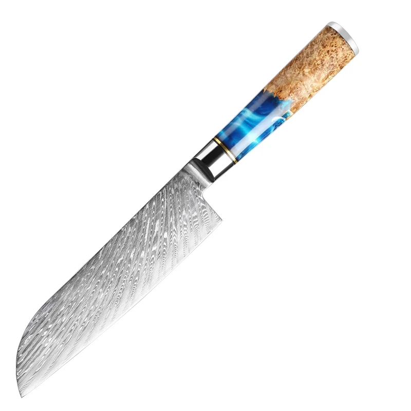 8" rent handle blue damascus stainless steel kitchen chelf knife