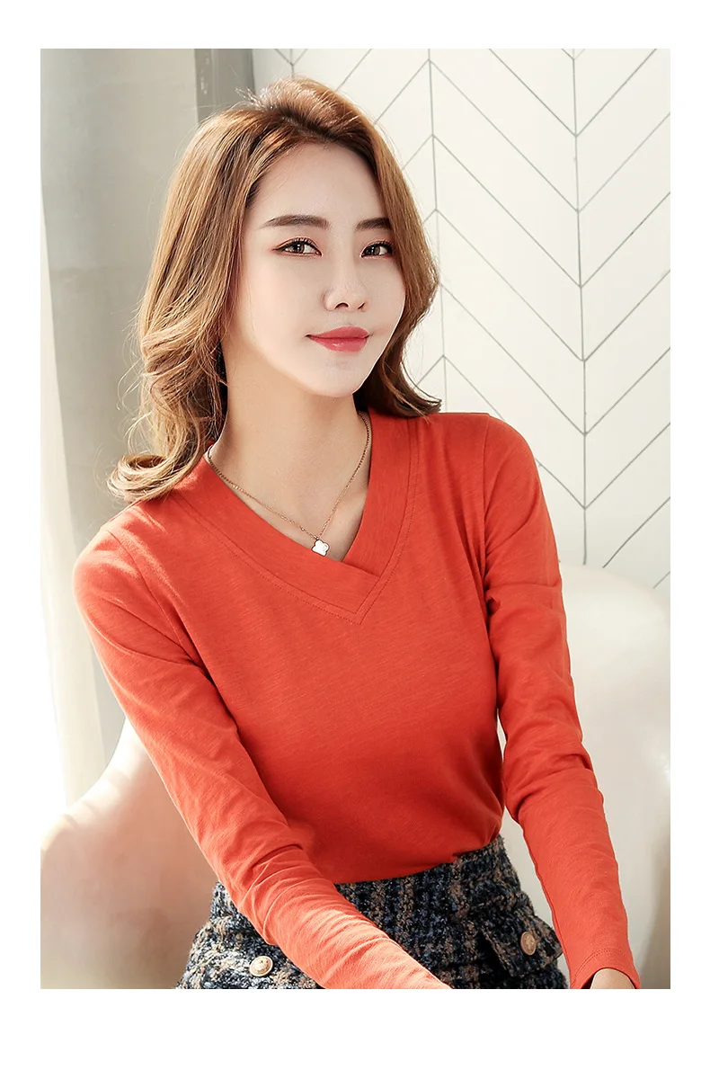 Shintimes Poleras Mujer De Moda Новая повседневная футболка женская с длинным рукавом женская одежда корейский стиль Футболка женская футболка Femme