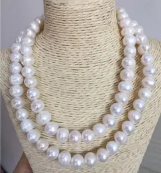 

Fashion jewelry Free Shipping noble jewelry huge 34" 11-12 MM SOUTH SEA NATURAL White PEARL NECKLACE