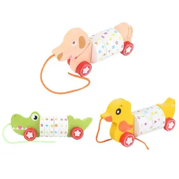 

Cartoon Wooden Kid Hand Car Colorful Animal Digital Game Baby Early Teaching Toy Parent-child Interaction Close Intimate