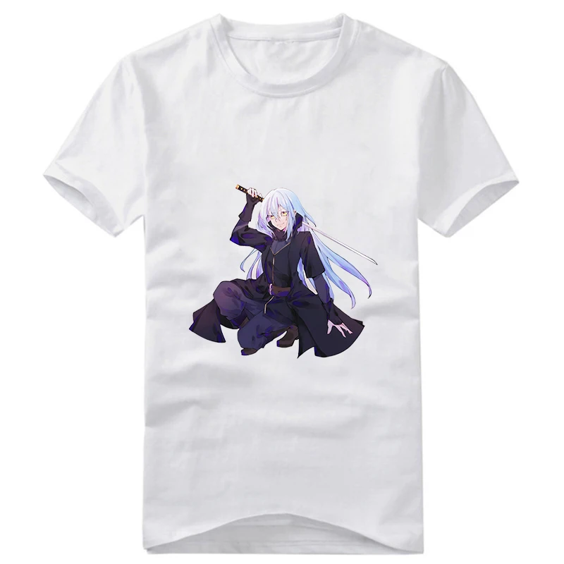 Летние футболки в стиле аниме That Time I Got Reincarnated as a Slime Белые с круглым воротником
