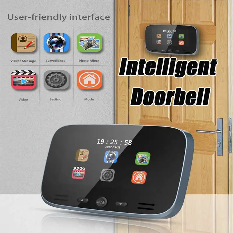 

4.3" LCD Digital Door Viewer Doorbell Security Camera Electronic Cat Eye Camera Photo Monitor Home Wireless Video Doorbell