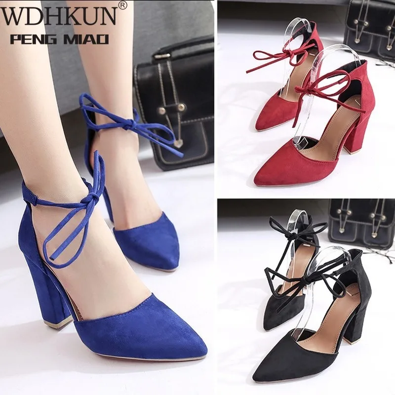 

Fashion Ladies High Heels Female Zapatos Mujer Pointed Toe Pumps Women Shoes Woman Party Ankle Strap Pumps 2020Summer Sandals