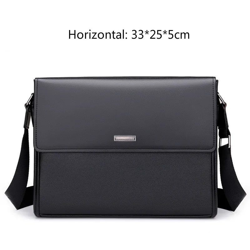 black 33x25x5cm BARNOROO Новое поступление сумка через плечо модная деловая кожаная мужская сумка через плечо рекламная повседневная мужская сумка - Цвет: black 33x25x5cm