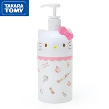 TAKARA TOMY Cute Cartoon Hello Kitty Shower Gel Squeeze Bottle Plastic Tank Box Hand Sanitizer Bottle Bathroom Accessories