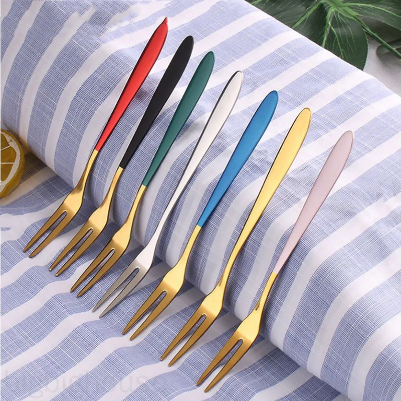 Fruit Fork Cutlery Set Luxury Stainless Steel Golden Cake Dessert Fork