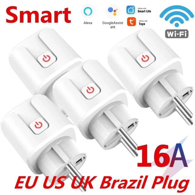 16A EU Smart Wifi Power Plug with Power Monitor Smart Home Wifi Wireless Socket  Outlet Works with Alexa Google Home Tuya App - AliExpress