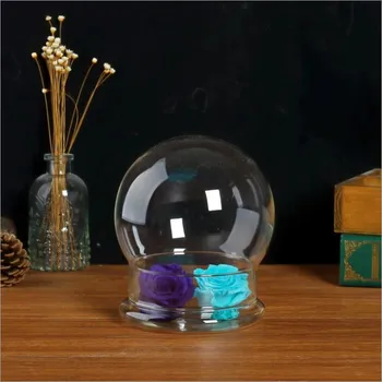 

2pcs/pack Diameter=12cm Glass Dome Home Decoration Round Shape Glass Cover Glass Base Vase Friend Gift Wedding Decoration