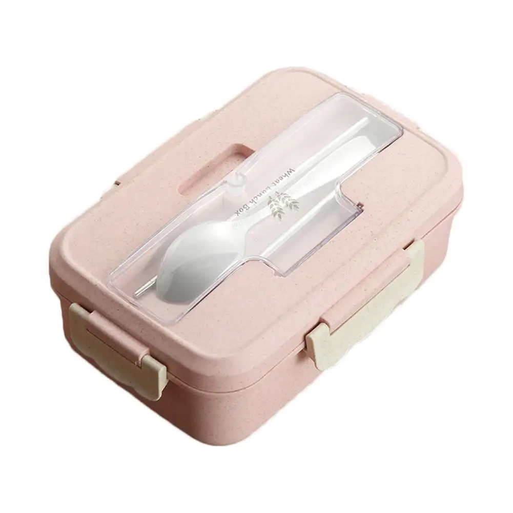 Pink Микроволновая ланчбокс для женщин Пшеничная солома кухонная посуда для пикника контейнер для хранения еды Портативный Bento Ланч-бокс для детей хит - Цвет: Pink