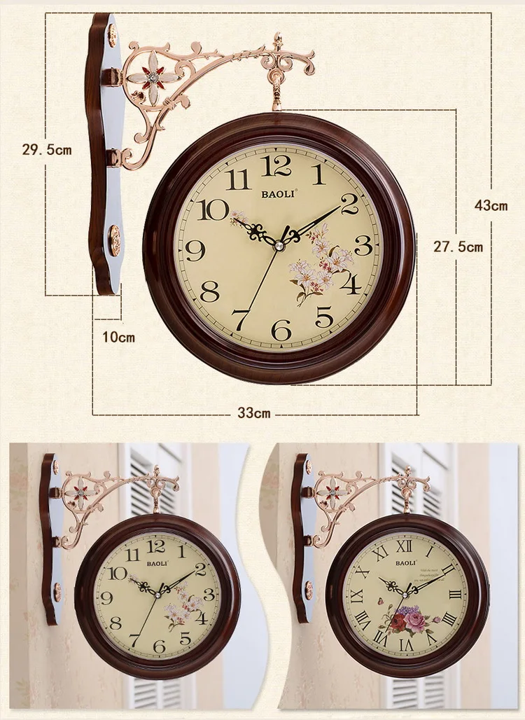 Double Face Large Wall Clock Room Decor Vintage Wall Watch Digital Clocks Mechanism Modern Design Home Decoration Accessories 6