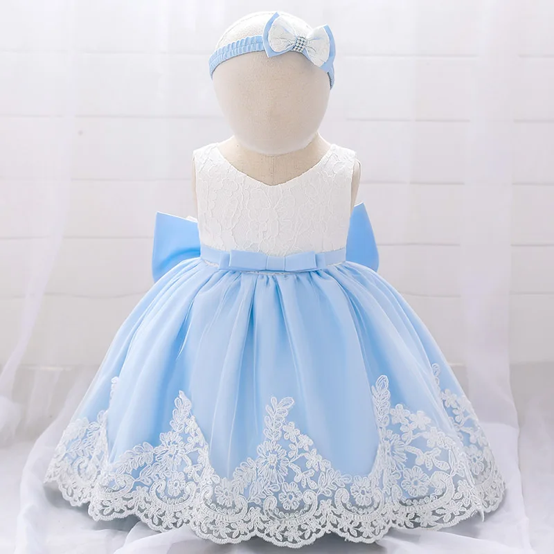 Платье для маленьких девочек платье для дня рождения для детей от 0 до 24 месяцев детское праздничное платье принцессы, Vestido костюм для малышей летняя детская одежда, T1860XZ - Цвет: blue