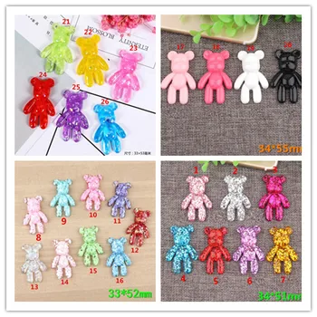 

26 colors kawaii glitter flat back resin cabochons Little bear phone protection DIY Pendant resin accessories wholesale