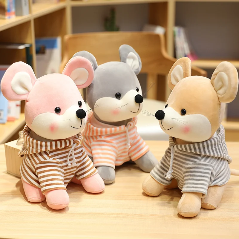 Sweet Mouse in Hoodile Cartoon Animal Rat Stuffed Kid Girl Birthday Home Decoration Doll Toy Kids Gift