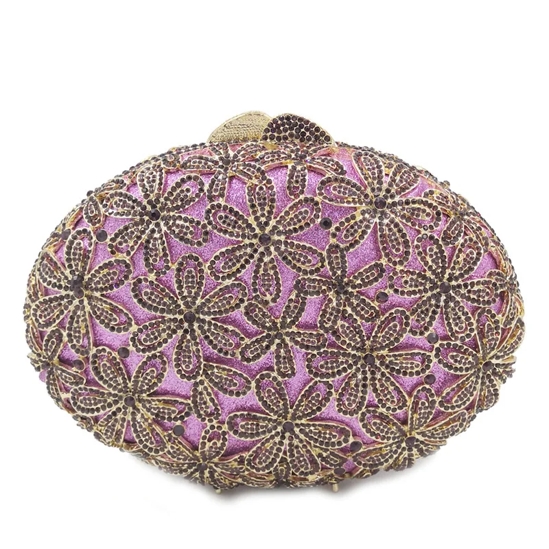 Purple Вечерние сумочки-клатчи с белыми кристаллами, розовый кошелек, женские сумочки для выпускного, модные открытые клатчи для подружки невесты, элегантные женские вечерние сумочки - Цвет: Purple