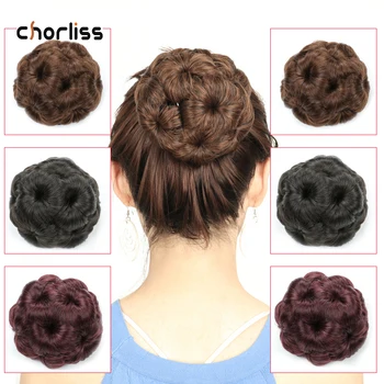 

Chorliss Synthetic Chignon Nine Flowers Hair Women Curly Chignon Hair Bun Clip In Hairpiece Synthetic High Temperature Chignon