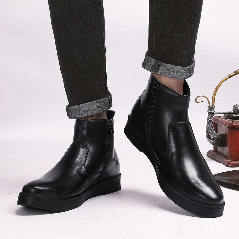 mens leather short boots