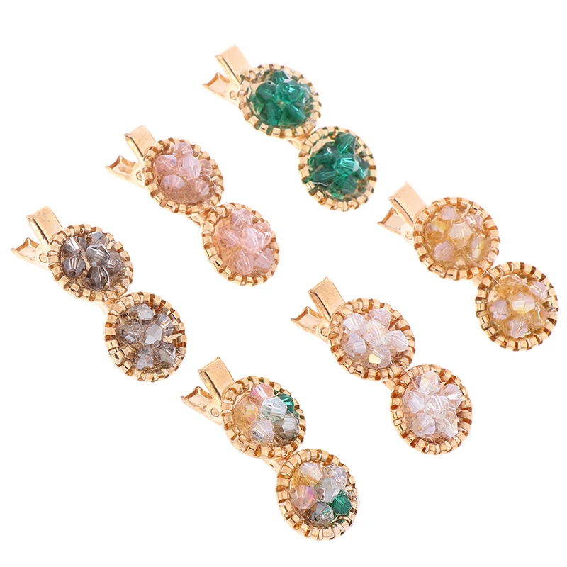 Korean Crystal Hair Clips Women Round Geometric Flower Hairpins Lady Girls Handmade Beads Barrettes Hair Accessoires