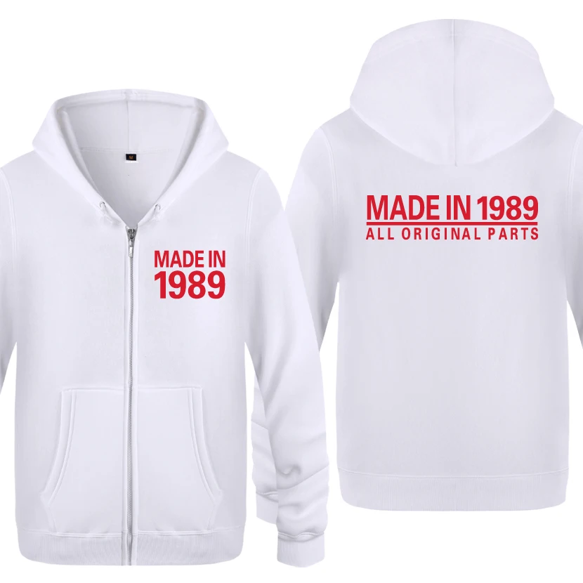 Сделано в 1989, все оригинальные части, подарок на день рождения, мужские свитшоты, мужские флисовые толстовки на молнии с капюшоном, кардиганы - Цвет: BAY HOT