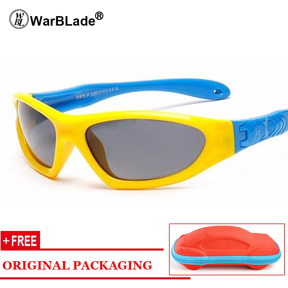 yellow blue WarBLade, Детские поляризованные солнцезащитные очки, UV400, детские очки, защита от УФ-лучей, детские солнцезащитные очки, солнцезащитные очки для мальчиков и девочек - Цвет линз: yellow blue