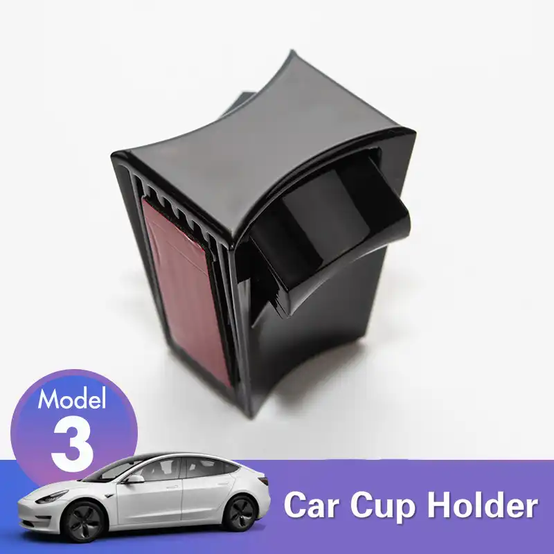 Autokun Car Water Cup Slot Slip Limit Clip for Tesla Model 3/Y 2017-2020 Cup Holder Limiter Accessories Model Three Water Cup Slot Stopper ABS Bright Black 