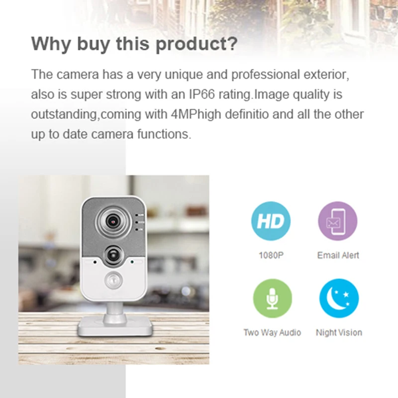  Hikvision ds OEM 4MP IR Cube HD Audio Microfono Wifi Macchina Fotografica del IP Onvif Sorveglianza