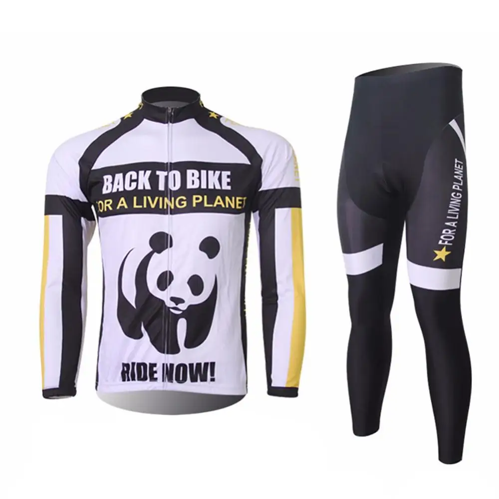 Amur Leopard Panda Thermal Long Sleeve Bike Bicycle Clothing Ropa Ciclismo Men's Team Cycling