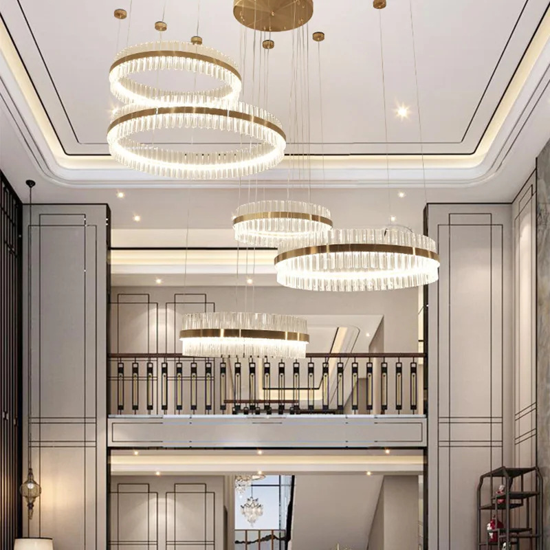 

Post-modern Crystal Living Room Chandelier Minimalist Modern Light Luxury Glorious Lamps Restaurant Light Penthouse Floor Circul