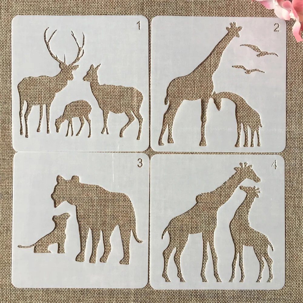 de Animais Silvestres DIY Camadas Stencils Pintura