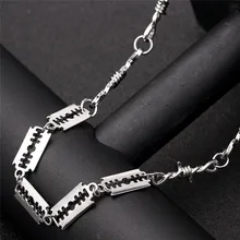Винтажное в стиле стимпанк Серебристые бритвенное Ожерелье «лезвие» для мужчин и женщин модное ожерелье металлические шипы железные мужские хип-хоп подарки