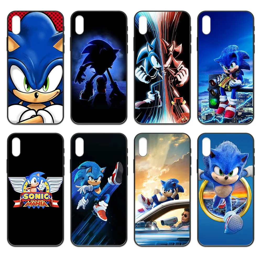 Серия Sonic the Hedgehog Модный чехол Etui черный для телефона iphone 4 4s 5 5S SE 5C 6 6S 7 8 plus X XS XR 11 PRO