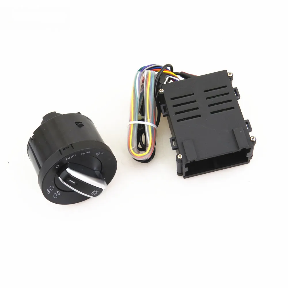 FHAWKEYEQ Chrome Headlight Control Switch + Head Light Sensor For VW