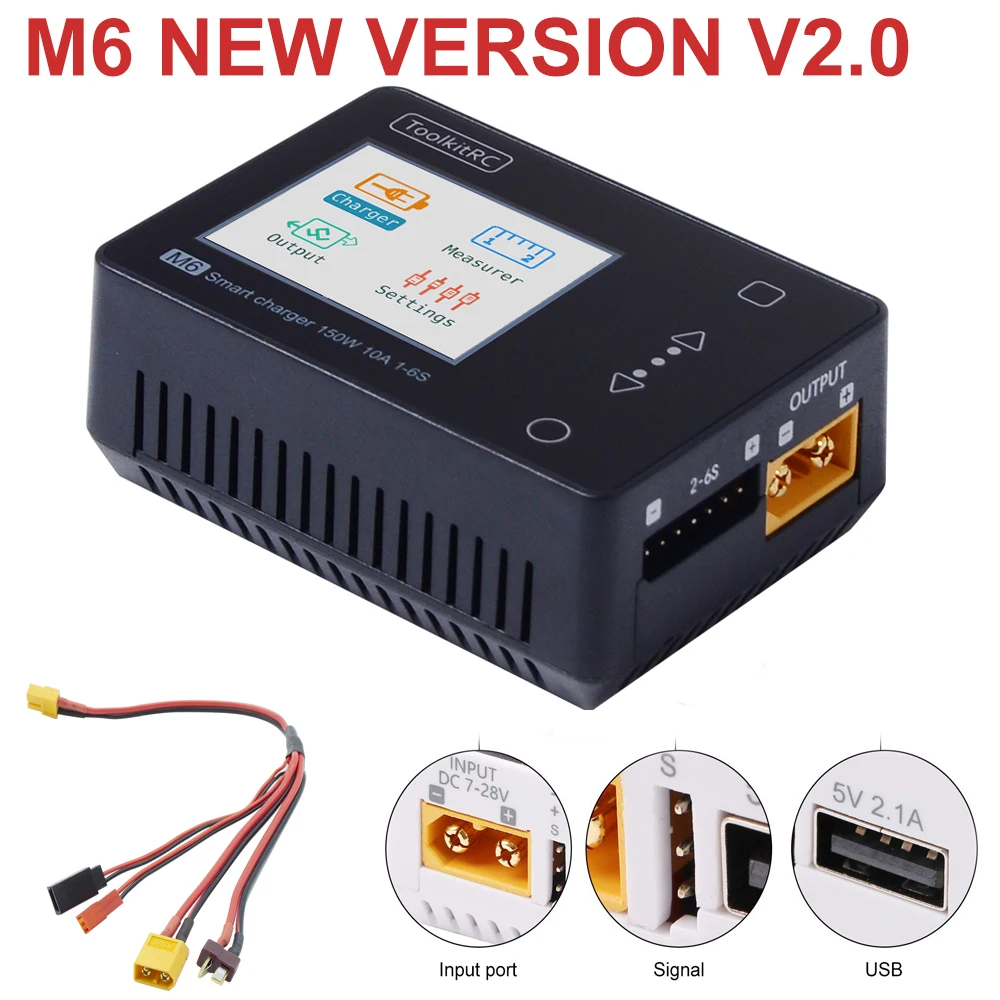 In Stock 2020 V2.0 ToolkitRC M6 Servo Tester Tool 150w 10A DC Output 1-6s Color Screen Multi-function Charger And Diagnostics | Игрушки и