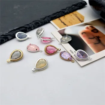 

10x14mm DR Crystal Pendant Pointback Water Drop Shine Resin Crystal Charms Connector For DIY Jewelry Making Findings Wholesale
