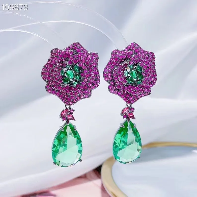 Janekelly E240301 Indian flower Geometric Earring For Women Wedding Party Dubai Bridal Jewelry boucle d'oreille femme Gift