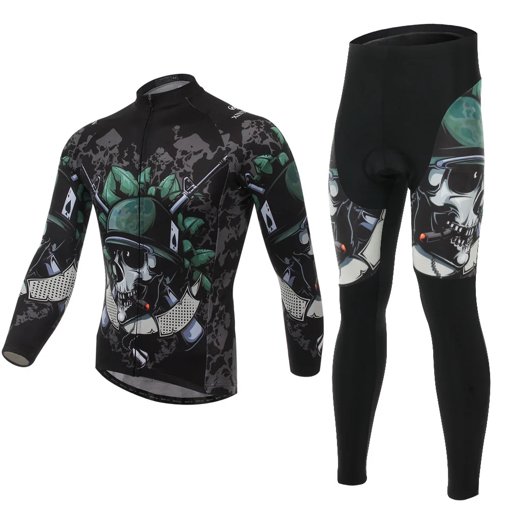 

Xintown Skeleton Soldier Riding Clothes Long-sleeve Suit Cyclist Coat Fleece Windproof Warm Feature Underwear