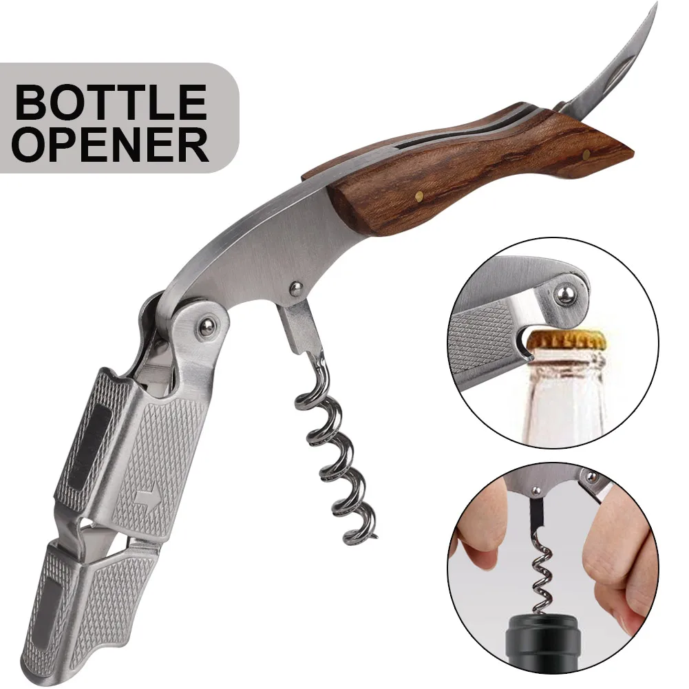 Red Wine Opener Multifunction Portable Wood Screw Stopper Corks Corkscrew Handle Professional Durable Bottle Cook Tools | Дом и сад