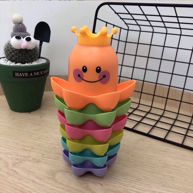 1Pcs Kids Ocean Life octopus Stacking Cups Bath Toy Children Play Educational Cute Cartoon Bathroom Kids Beach Bath Toys 5