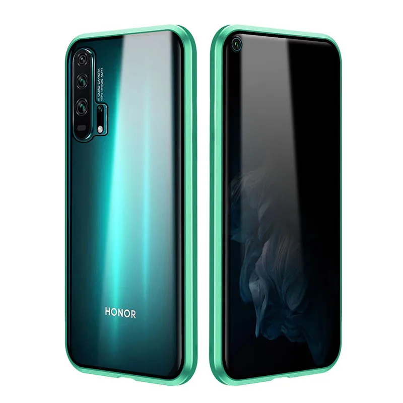 Прочный Магнитный чехол для Huawei Honor 20 + защита конфиденциальности стеклянный с