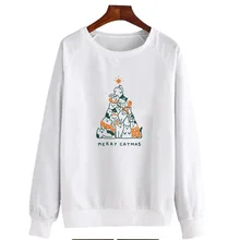 Merry Catmas Графический свитер для женщин Kawaii Cat джемпер с длинным рукавом Рождественская Толстовка Harajuku уличная Осенняя верхняя одежда дропшиппинг