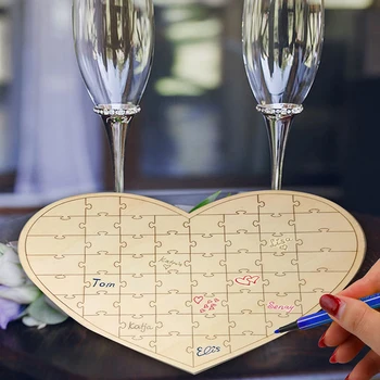 

New Wooden Personalised Wedding Jigsaw Personalised Puzzle Guest Book Including Message Wedding Party Decor