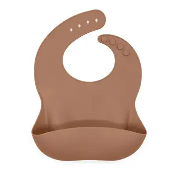

Baby Soft Silicone Bib Infant Toddlers Solid Color Feeding Food Catcher Pocket