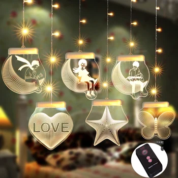 

Moon Star LED Fairy Light Windows Creative Bulb Light Romantic Wedding Christmas Gift Lights Holiday Decoration Indoors Lights
