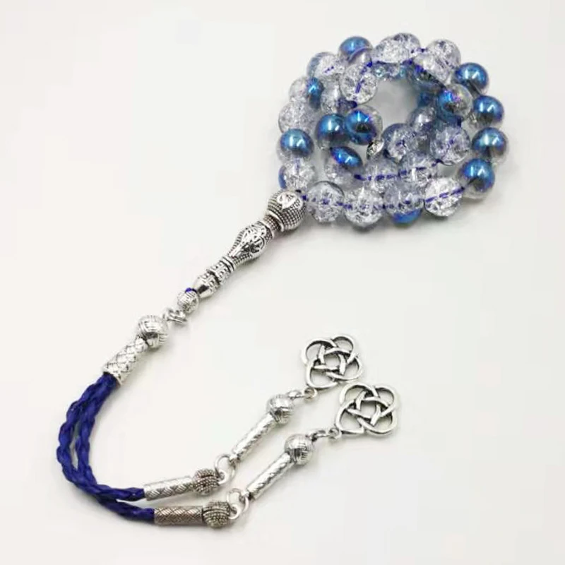 Популярные хрустальные бусины tasbih синие Бусины с кожаной кисточкой новый стиль