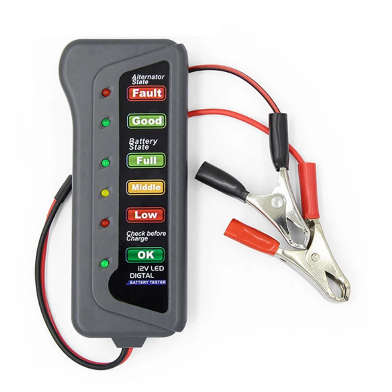 1PC 12V Auto Batterie Tester Digitale Lichtmaschine 6 Led-leuchten Display Diagnose Werkzeug