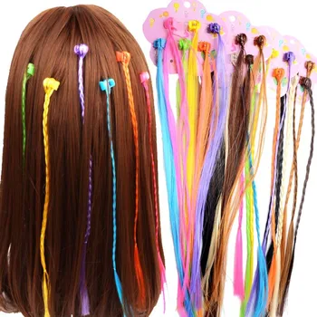 

LVHAN 1 pack /12 pieces White Children's Day Adult Braided Wig Stage Performance Party supplies Clip Ring Beaded braids