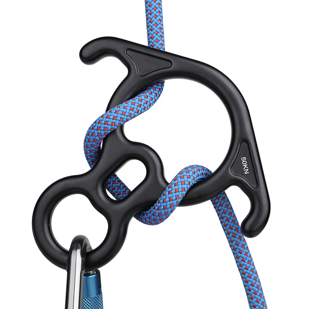 Rock Climbing Descender OX Horn 8-shape Descender Ring Downhill Ring with Bent-ear Rappelling Gear Belay Device Equipment